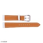 Classic Thin Flat White Cow Leather Watch Strap Size 14mm - Image 2