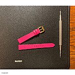 MARC JACOBS Watch Strap in Pink Lotus Cow Leather, Classic Flat Unstitched Style - Image 3