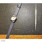 Women's TISSOT Watch Strap in Navy Blue Leather - Classic Flat Style