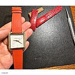 Michael Kors Orange Leather Flat Classic Watch Strap - Image 3
