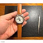 Mercedes Watch Band Gold Cowhide Leather Classic Style - Image 2