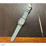 LUCIEN PICCARD Pastel Blue Leather Watch Strap, Classic Flat Style