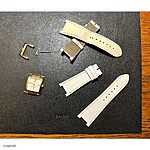 TISSOT Watch Strap in White Cow Leather, Classic Flat with Gold Stitching - Image 2