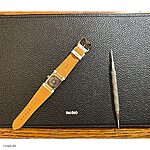 TISSOT Watch Strap in White Cow Leather, Classic Flat with Gold Stitching - Image 5