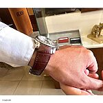 SEIKO Classic-Style Brown Crocodile Leather Watch Strap - Image 5