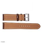 LUCIEN PICCARD Brown Leather Watch Strap – Classic Flat Style with White Stitching - Image 4