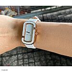 MARC JACOB White Epsom Calfskin Classic Flat Watch Strap