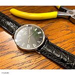 TISSOT Classic Black Crocodile Leather Watch Strap - Image 2