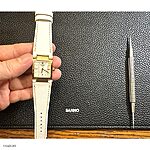 TISSOT Watch Strap in White Cow Leather, Classic Flat with Gold Stitching