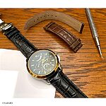 RUNOSD Classic Black Crocodile Leather Watch Band - Image 2