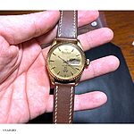 LUCIEN PICCARD Brown Leather Watch Strap – Classic Flat Style with White Stitching