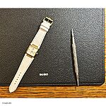 TISSOT Watch Strap in White Cow Leather, Classic Flat with Gold Stitching - Image 4