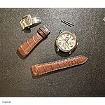 SEIKO Classic-Style Brown Crocodile Leather Watch Strap - Image 2