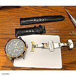 RUNOSD Classic Black Crocodile Leather Watch Band