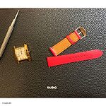 SKMEI Red Leather Classic Flat Watch Strap - Image 3