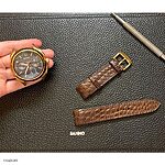 BULOVA Brown Classic Crocodile Leather Watch Strap - Image 3