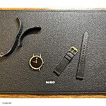 MOVADO Watch Strap - Black Leather, Classic Flat - Image 2