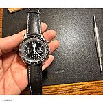 Black Leather Watch Strap, Classic Style with White Stitching, Size 22mm - Image 2