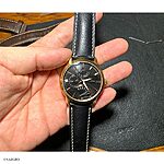Black Leather Watch Strap, Classic Style with White Stitching, Size 22mm - Image 3