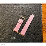 Apple Watch SERIES 9 Premium Pink Epsom Calf Leather Band - Image 4