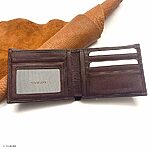 Men's Vintage Cow Leather Wallet, Classic Natural Grain, Brown, Large Size - Image 2