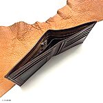 Men's Vintage Cow Leather Wallet, Classic Natural Grain, Brown, Large Size - Image 3
