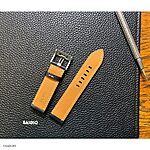 Hamilton Black Leather Watch Strap, Classic Style with White Stitching - Image 3
