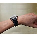Hamilton Black Leather Watch Strap, Classic Style with White Stitching