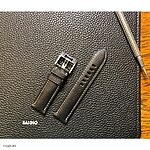Hamilton Black Leather Watch Strap, Classic Style with White Stitching - Image 2