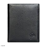 Men's Wallet in Standing Cow Leather NAPA, Soft Natural Grain, Black, Large Size