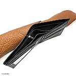 Men's Cowhide Wallet SINGLE LINE Soft Natural Grain Black Large - Image 3