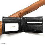 Men's Cowhide Wallet SINGLE LINE Soft Natural Grain Black Large - Image 2