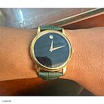 MOVADO Watch Strap – Green Crocodile Leather, Classic Style