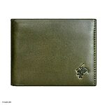 Men's Large Military Cow Leather Wallet in Moss Green