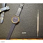 ORIENT Classic Navy Blue Leather Watch Strap, Flat and Unstitched - Image 2