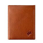 Men's Standing Cowhide Leather Wallet with Natural Grain Pattern in Cow Brown (Medium)