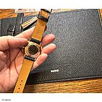 MARC JACOB Classic Black Leather Flat Unstitched Watch Strap - Image 4