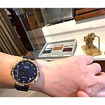 ORIENT Classic Navy Blue Leather Watch Strap, Flat and Unstitched
