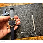 ORIENT Classic Navy Blue Leather Watch Strap, Flat and Unstitched - Image 4