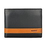 Men's Soft Leather STRIPE Wallet in Black, Large Size