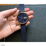 LACOSTE Navy Blue Leather Watch Strap, Classic Flat Unstitched - Image 3