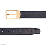Men's Black Cowhide Belt with Elephant Pattern and Gold Buckle 35mm M2100701K02V35