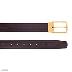 Men's Cow Leather Belt with Shark Pattern, Brown, Gold Buckle, 35mm M2300502K02V35 - Image 3