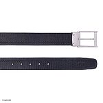 Men's Belt, Cow Leather with Crocodile Grain, Black, Silver Metal Buckle, 35mm M2300601K01B35 - Image 3