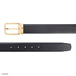 Men's Cowhide Sharkskin Belt, Black, with Gold Metal Buckle, 35mm M2300501K02V35 - Image 2