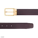 Men's Cow Leather Belt with Shark Pattern, Brown, Gold Buckle, 35mm M2300502K02V35