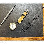 MOVADO Classic Flat Black Leather Watch Strap - Image 5