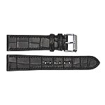 Classic Flat Black Alligator Leather Watch Strap 18mm