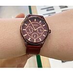 FOSSIL Red Leather Classic Flat Watch Strap