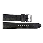 Classic Black 19mm Crocodile-Embossed Cow Leather Watch Strap